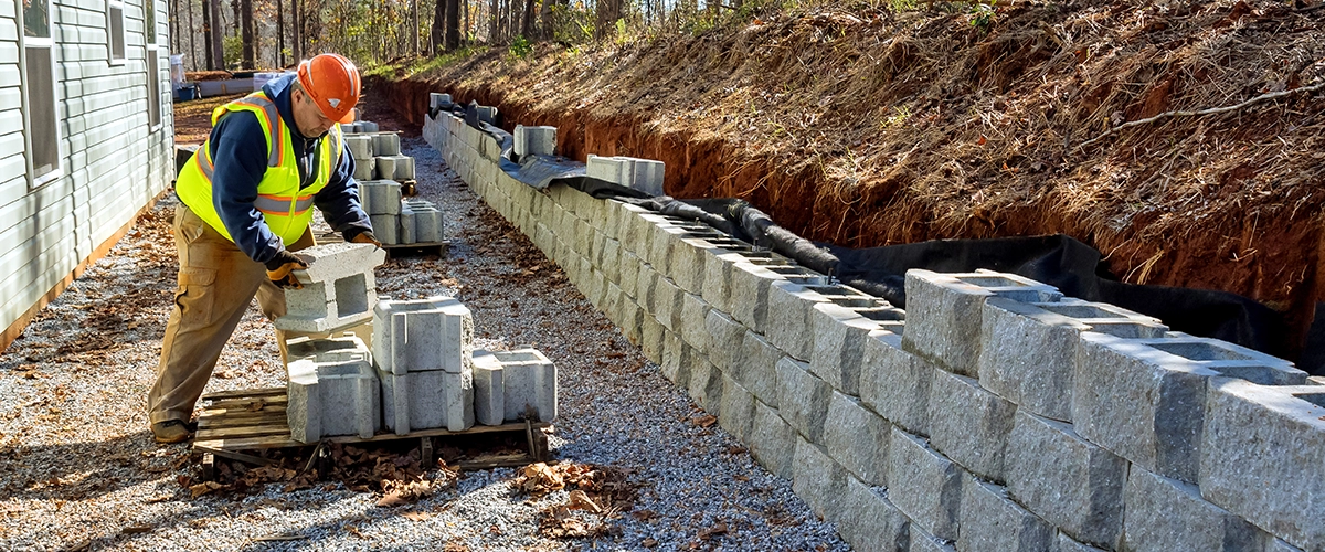 Retaining wall installation in Omaha, NE - Rockstar Concrete